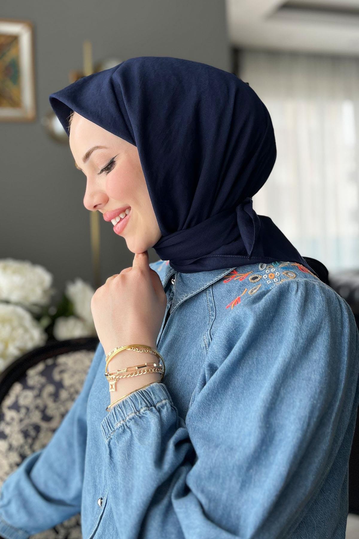 Harem Scarf, Pamuk Jazz Eşarp - HAE01 - Lacivert