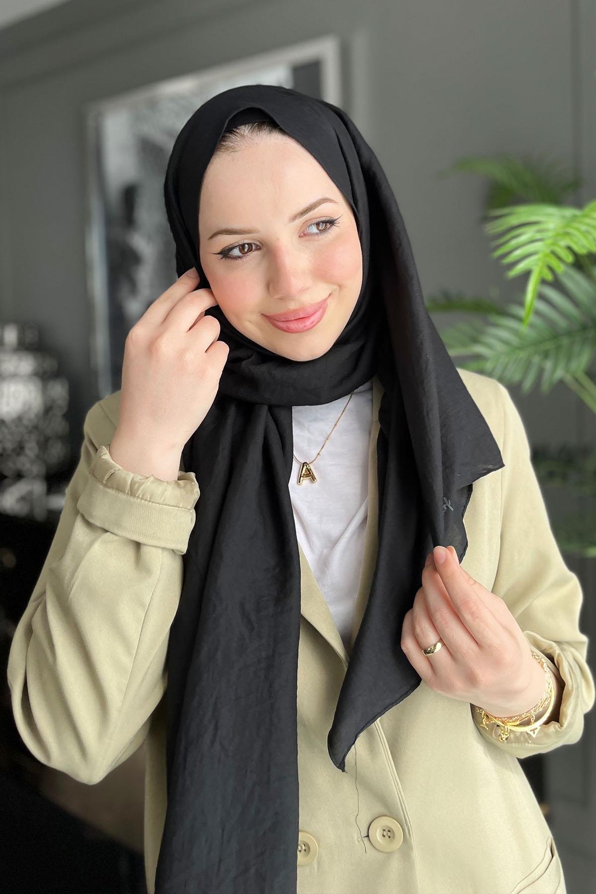 Harem Scarf, Pamuk Jazz Şal - HASAL01- Siyah