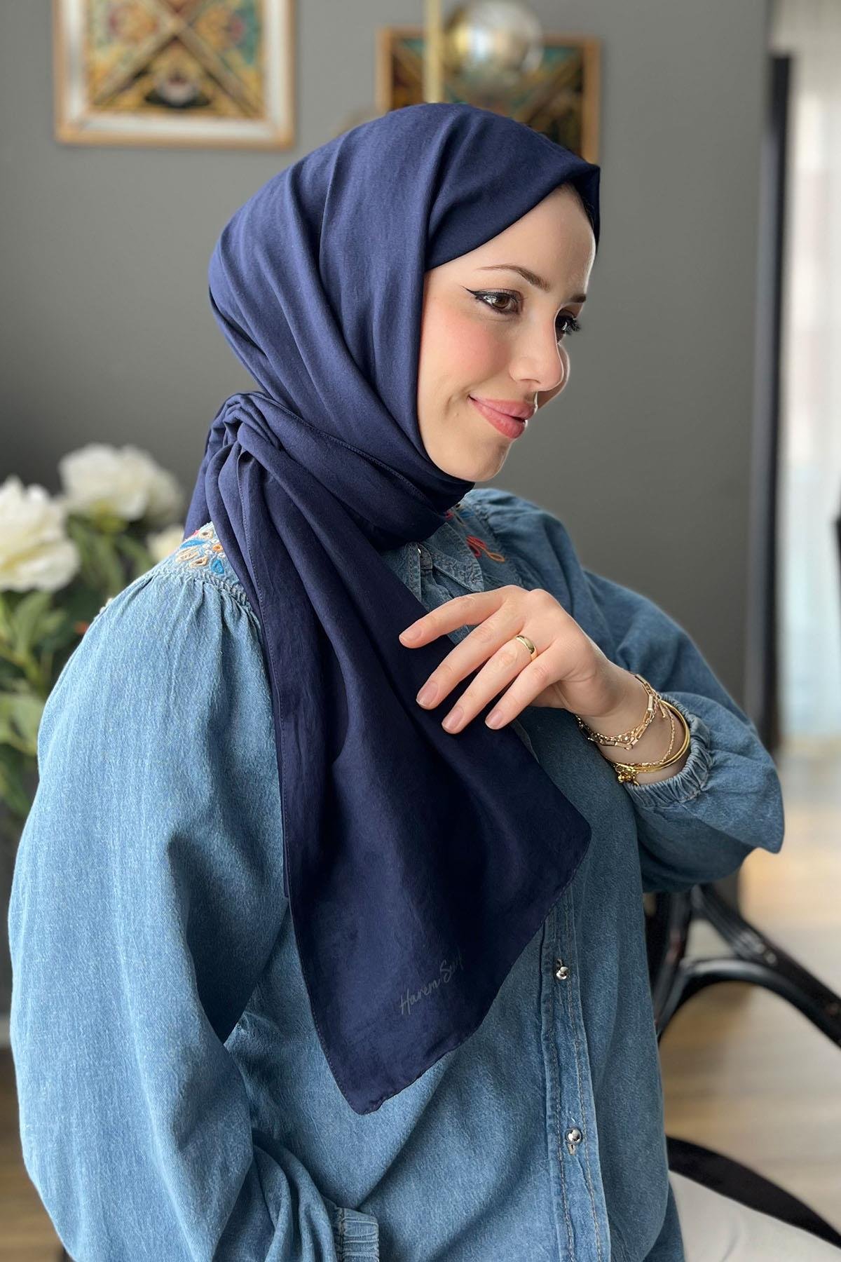 Harem Scarf, Pamuk Jazz Şal - HASAL02- Lacivert
