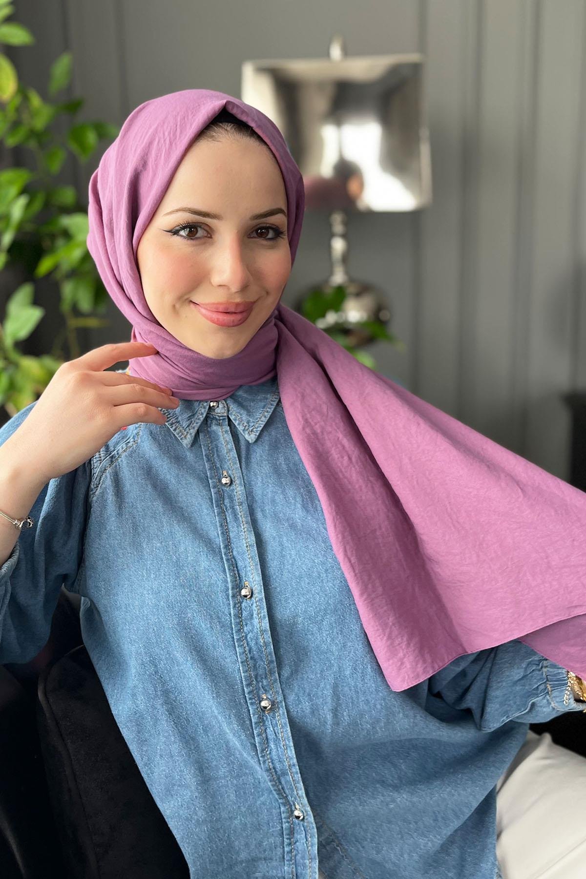 Harem Scarf, Pamuk Jazz Şal - HASAL08- Lavanta