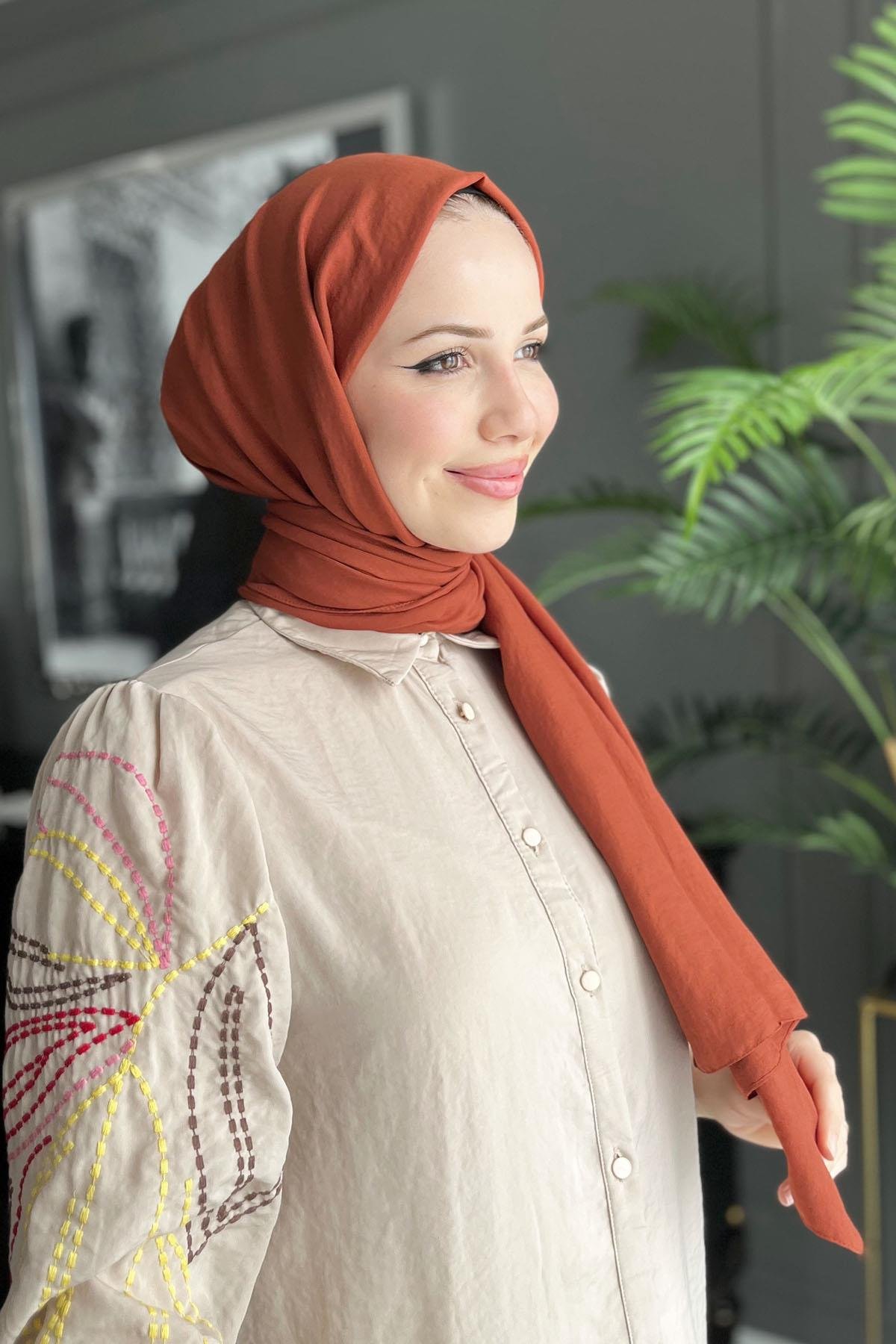 Harem Scarf, Pamuk Jazz Şal - HASAL11- Kiremit