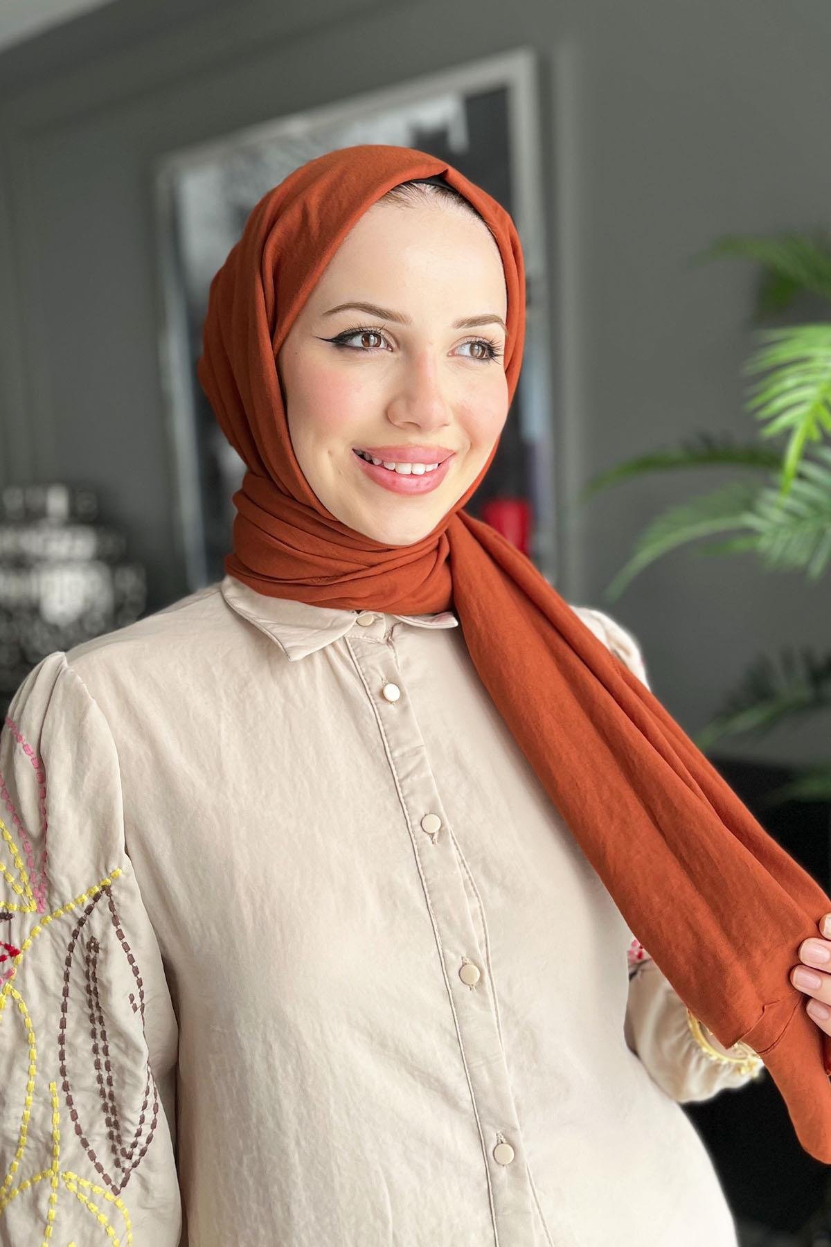 Harem Scarf, Pamuk Jazz Şal - HASAL11- Kiremit