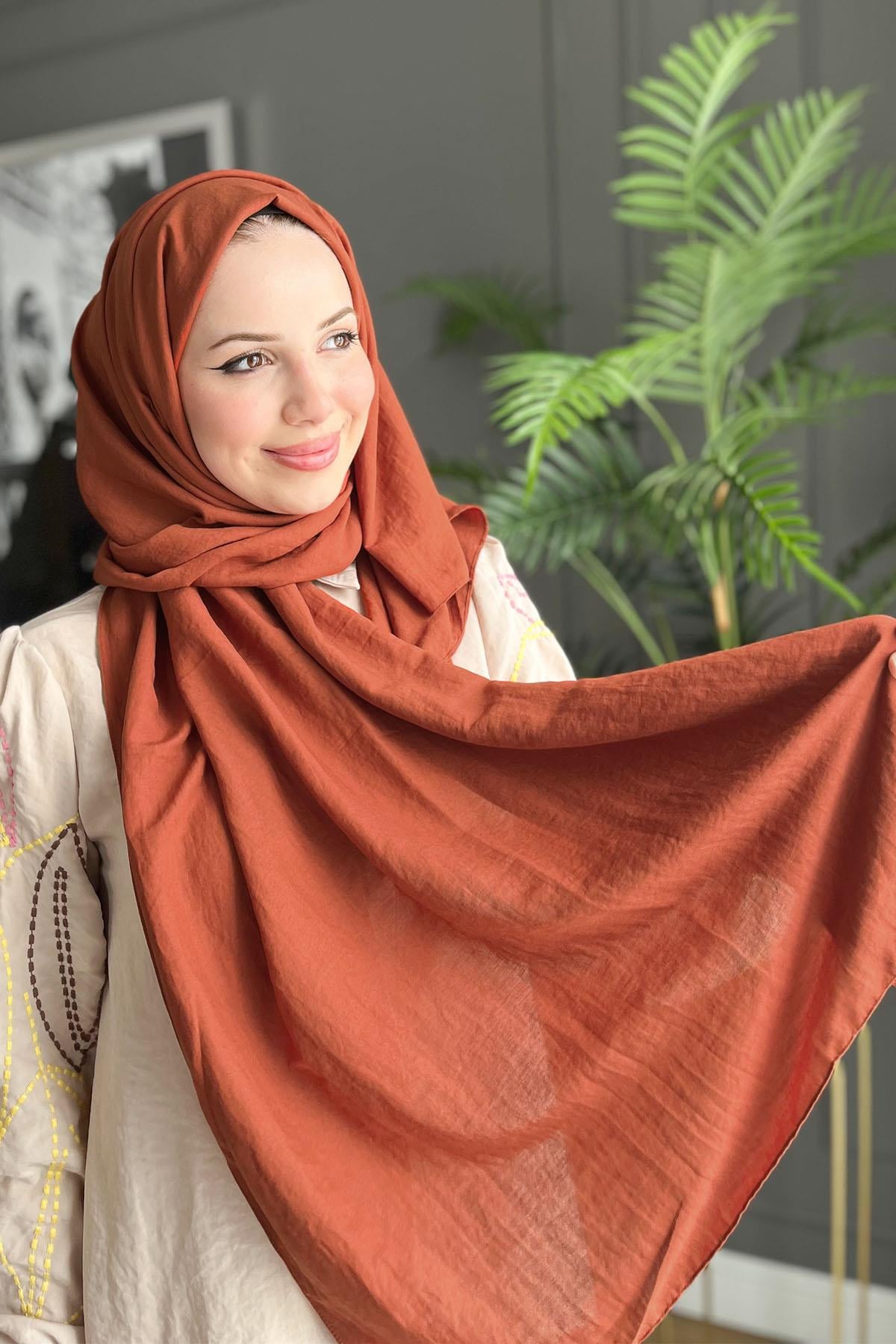 Harem Scarf, Pamuk Jazz Şal - HASAL11- Kiremit