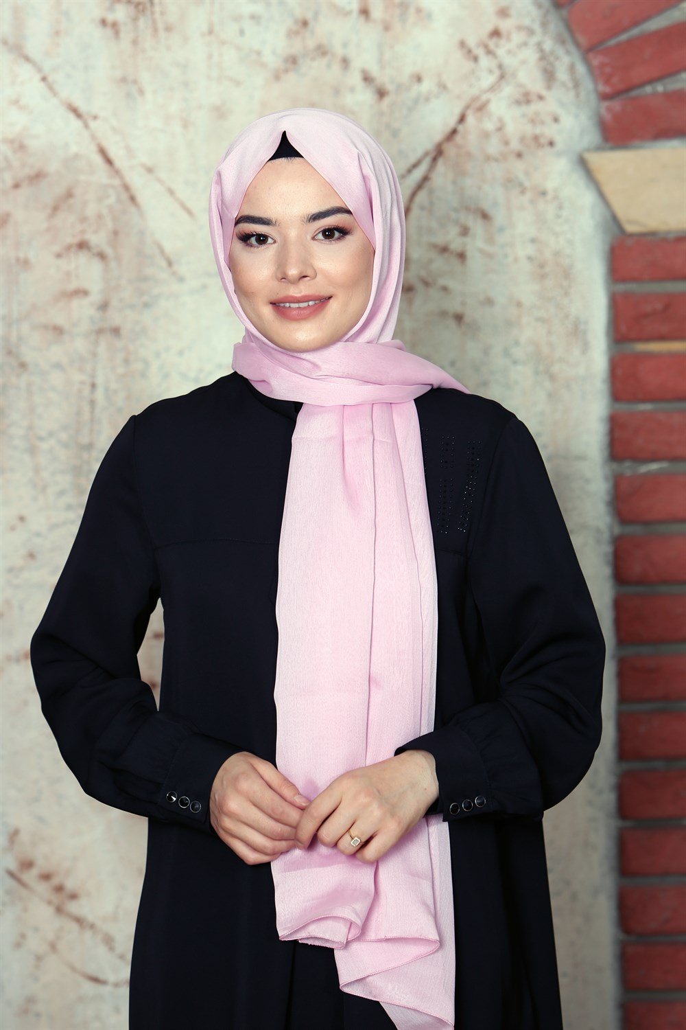 İpek Sultan Janjanlı Şifon Şal - 155 - Prenses Pembe