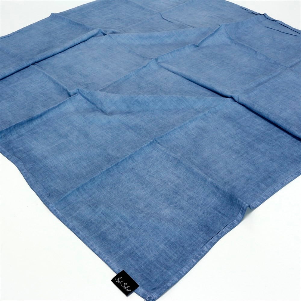 İpek Sultan Taşlanmış Pamuk Eşarp - 09 - Mavi