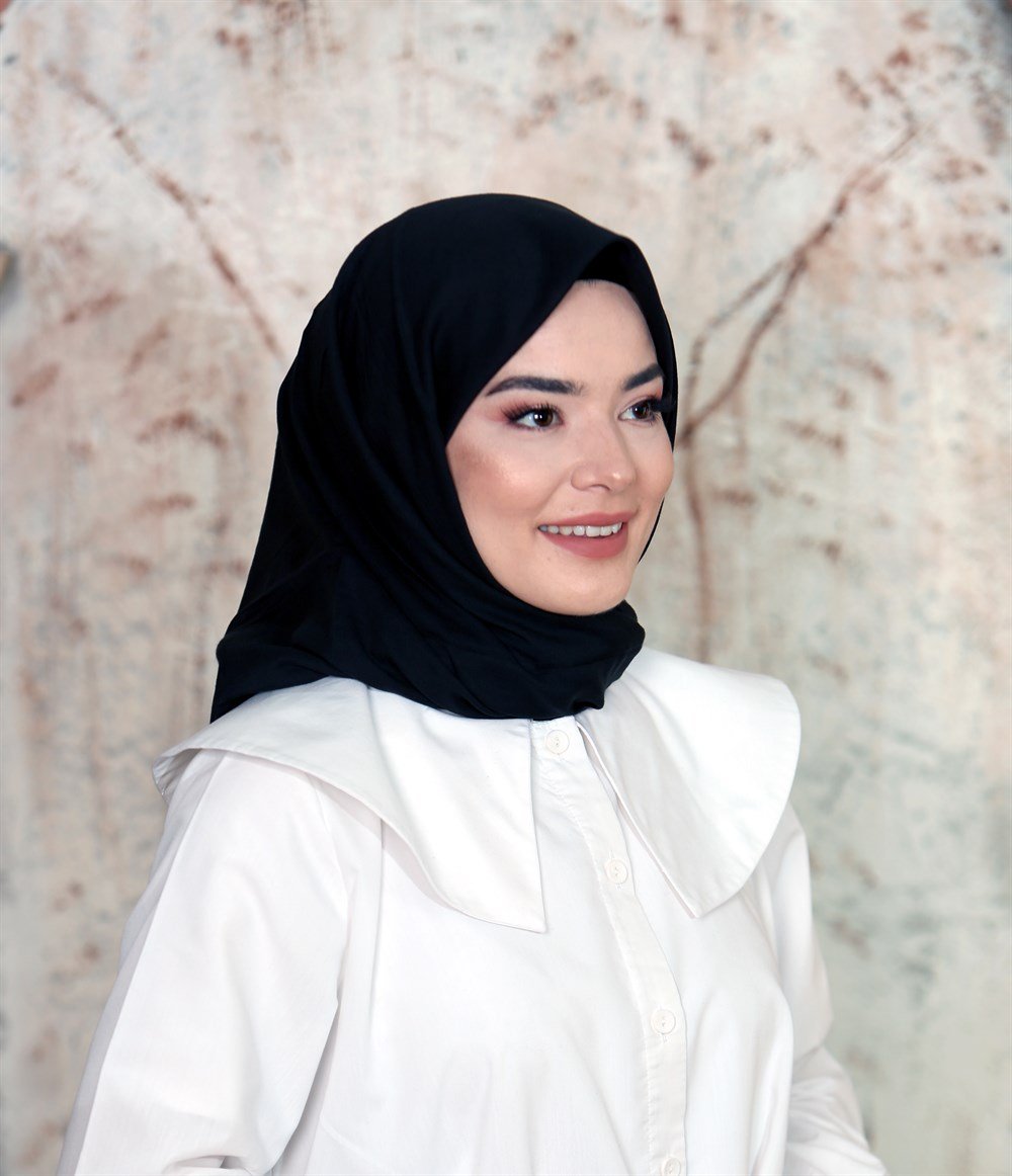 İpek Sultan Taşlanmış Pamuk Eşarp - 07 - Siyah