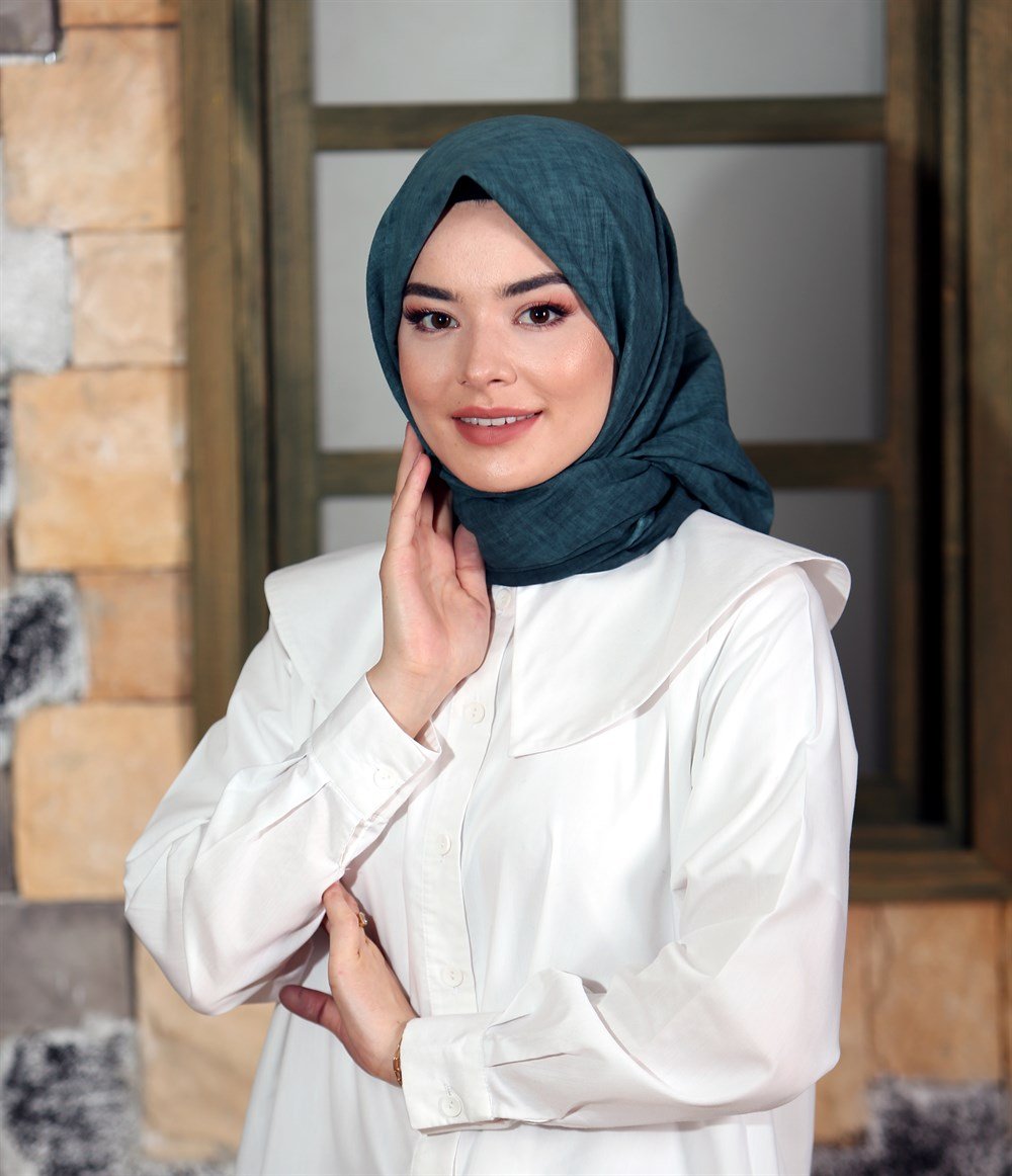 İpek Sultan Taşlanmış Pamuk Eşarp - 21 - Küf Yeşili