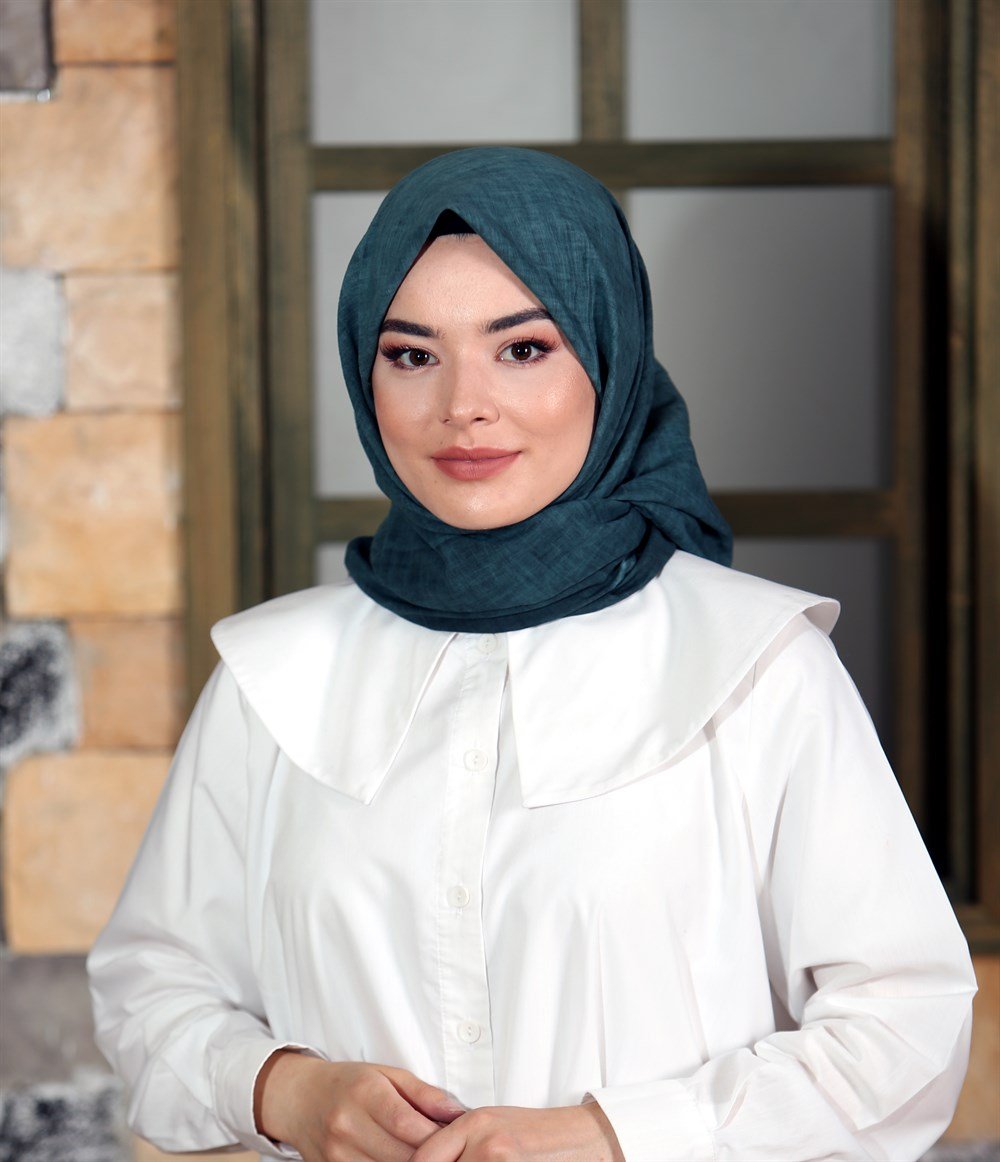 İpek Sultan Taşlanmış Pamuk Eşarp - 21 - Küf Yeşili