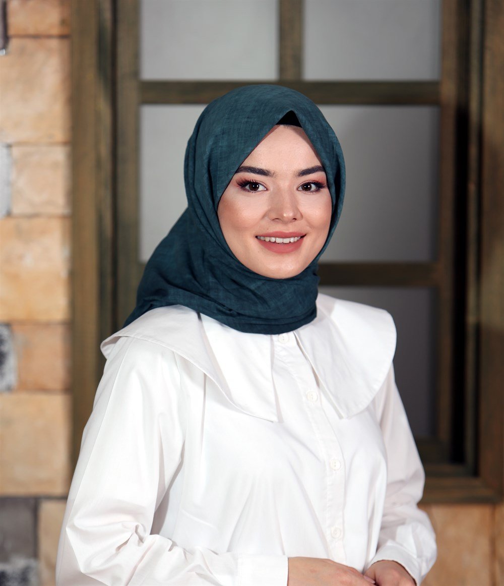 İpek Sultan Taşlanmış Pamuk Eşarp - 21 - Küf Yeşili