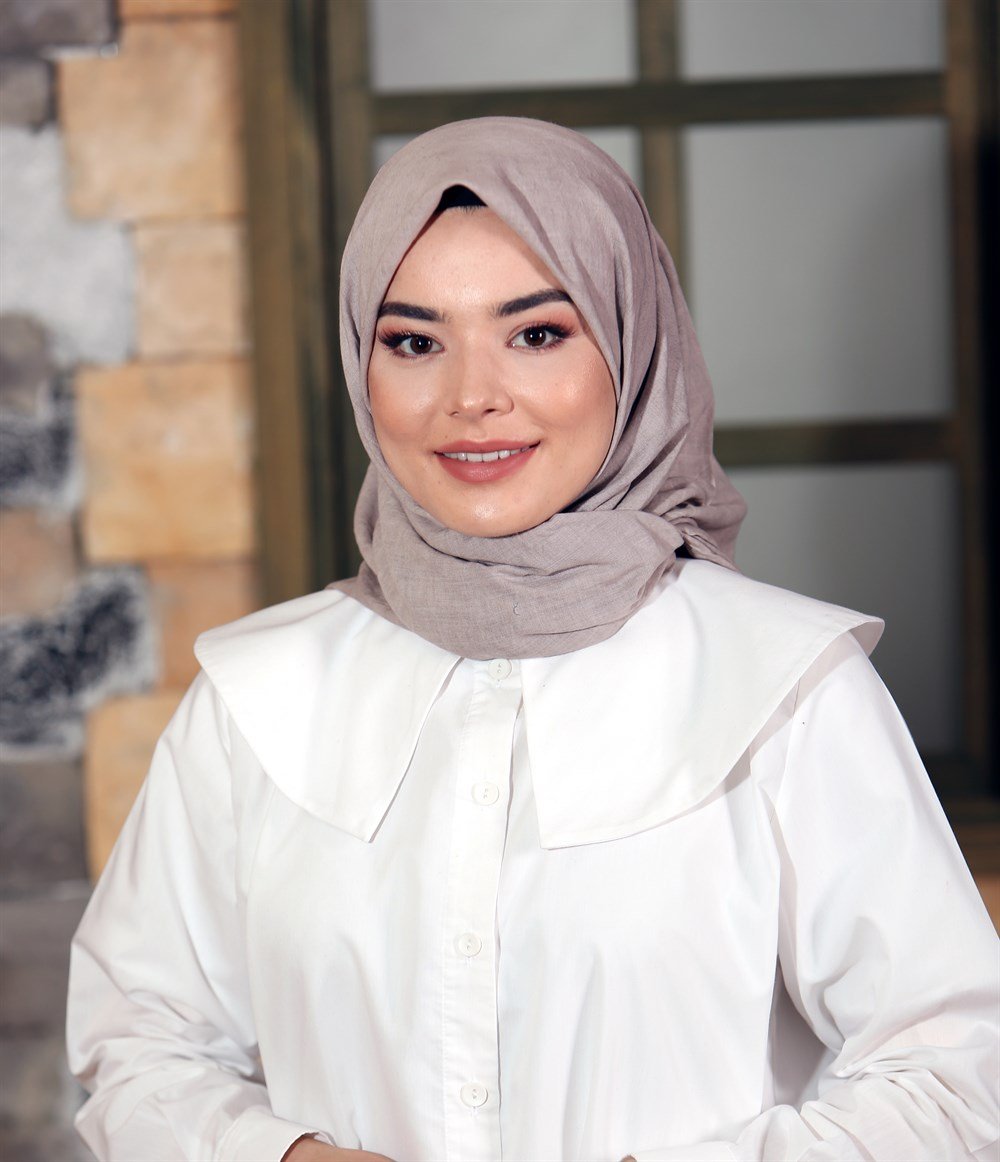 İpek Sultan Taşlanmış Pamuk Eşarp - 24 - Vizon