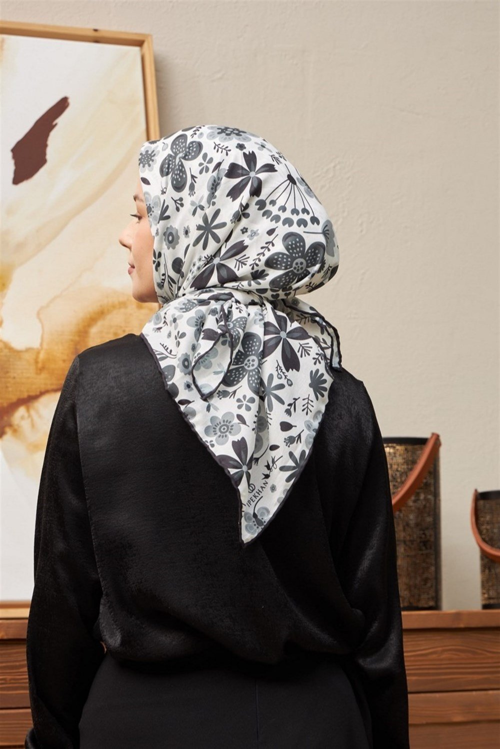 İpekhan Pamuk Eşarp - Itır Desen - IHE1074-10