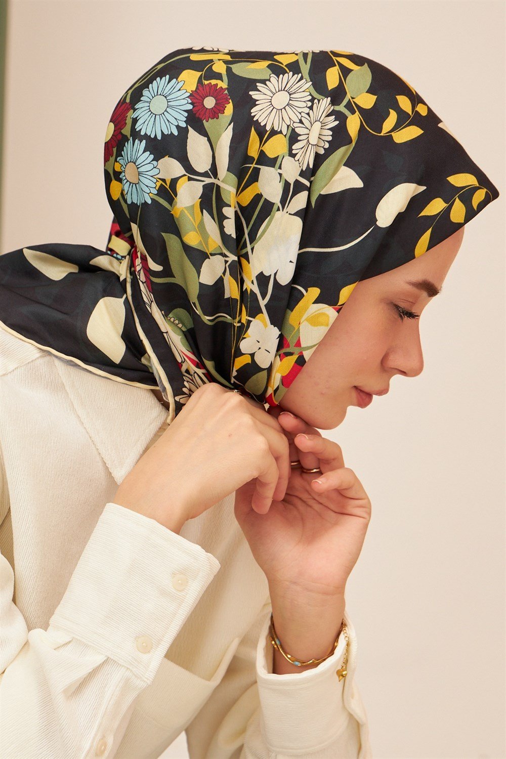 İpekhan Pamuk Eşarp - La Flores Desen - IHE1103-12