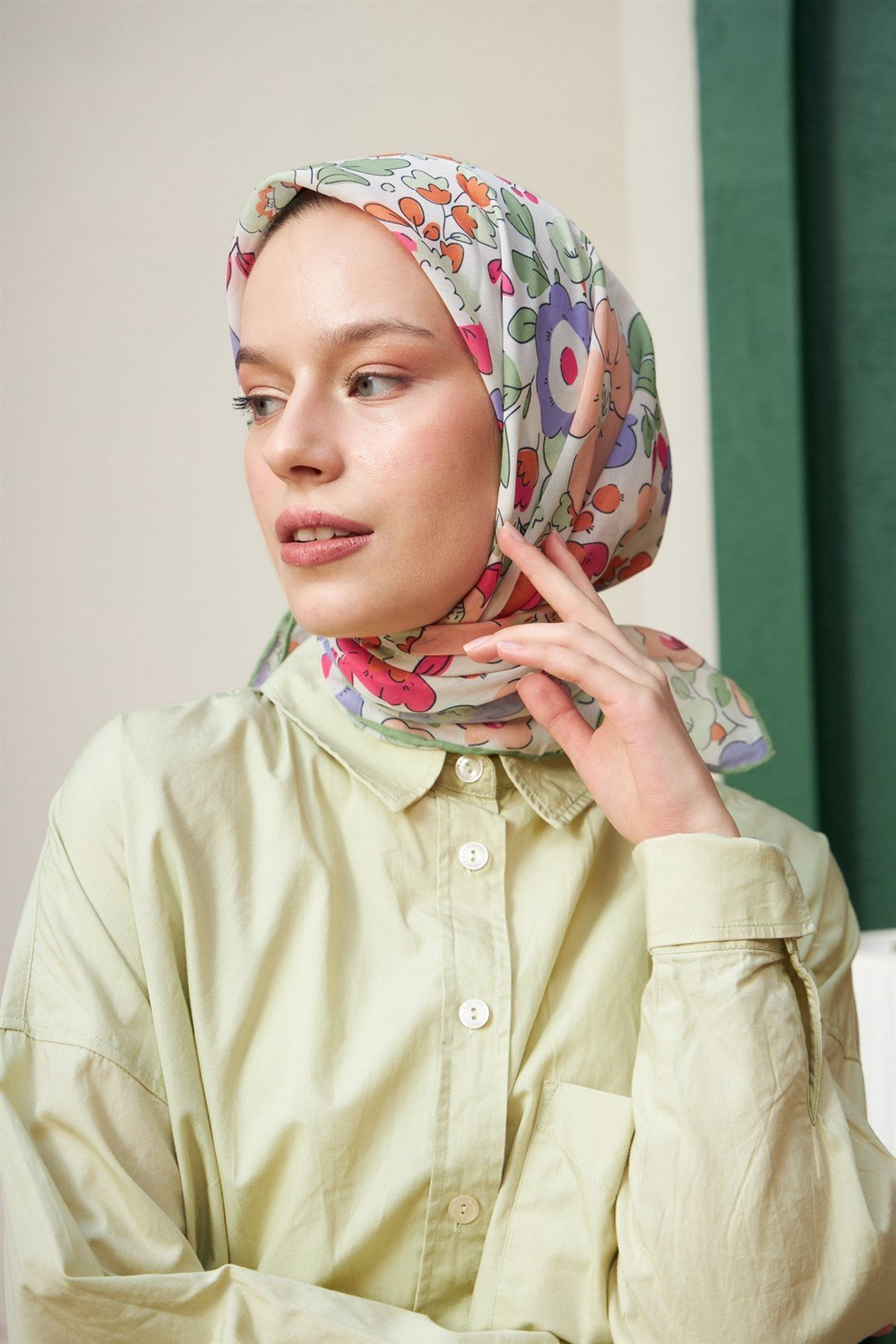 İpekhan Pamuk Eşarp - Nergis Desen - IHE1092-01