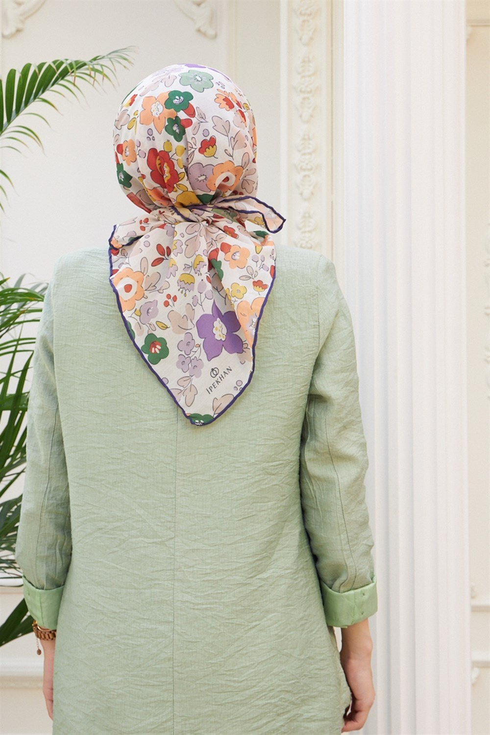 İpekhan Pamuk Eşarp - Nergis Desen - IHE1092-06