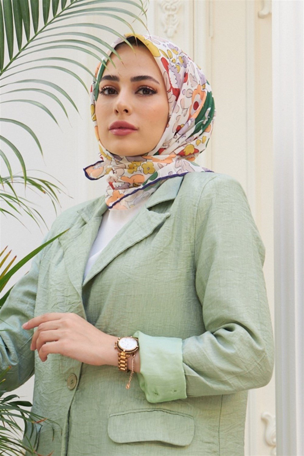 İpekhan Pamuk Eşarp - Nergis Desen - IHE1092-06