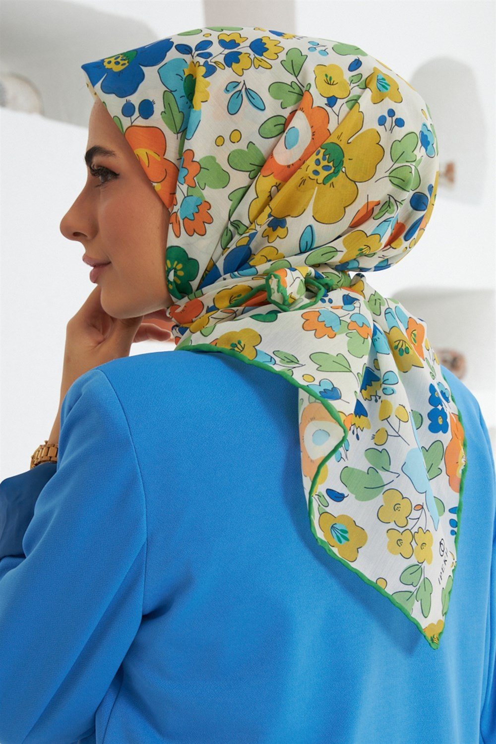 İpekhan Pamuk Eşarp - Nergis Desen - IHE1092-16