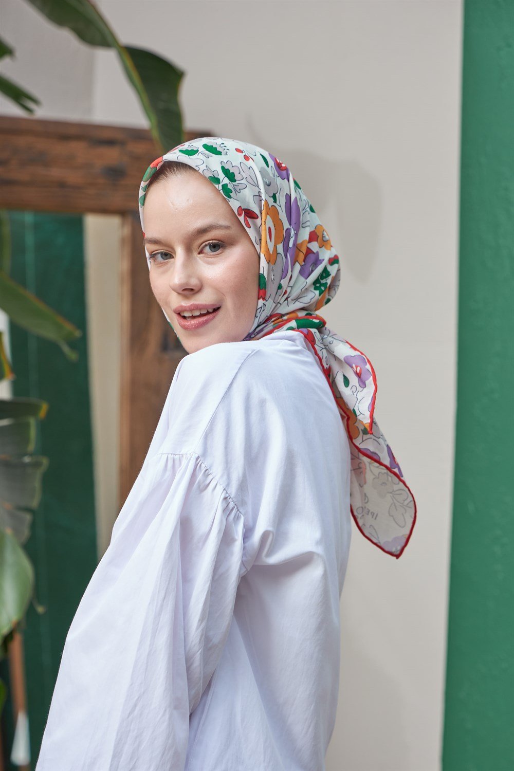 İpekhan Pamuk Eşarp - Nergis Desen - IHE1092-04