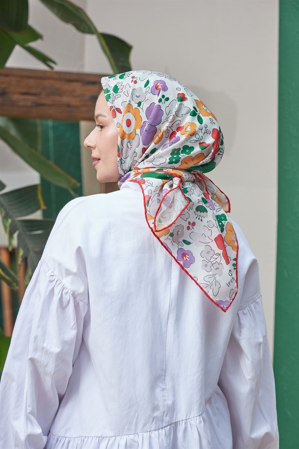 İpekhan Pamuk Eşarp - Nergis Desen - IHE1092-04