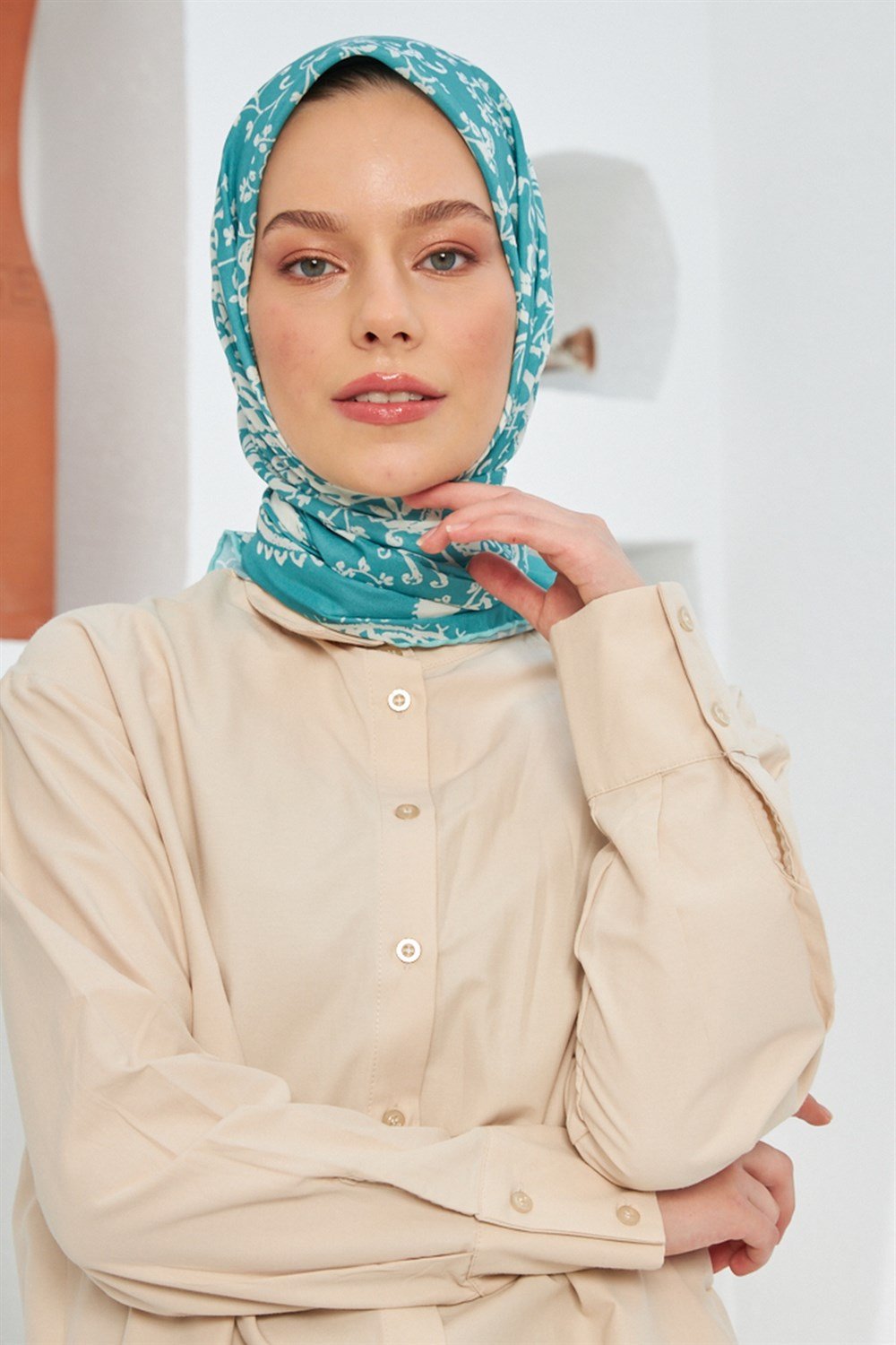 İpekhan Pamuk Eşarp - Otantik Çiçekli - IHE003-10