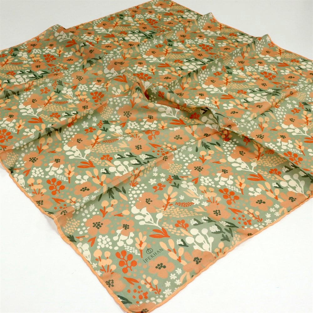 İpekhan Pamuk Eşarp - Yapraklı Çiçek - IHE008-16