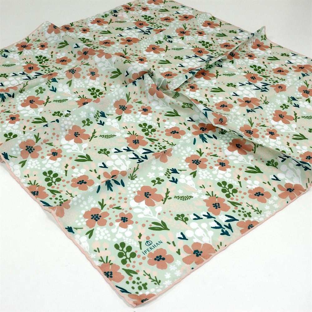 İpekhan Pamuk Eşarp - Yapraklı Çiçek - IHE008-21