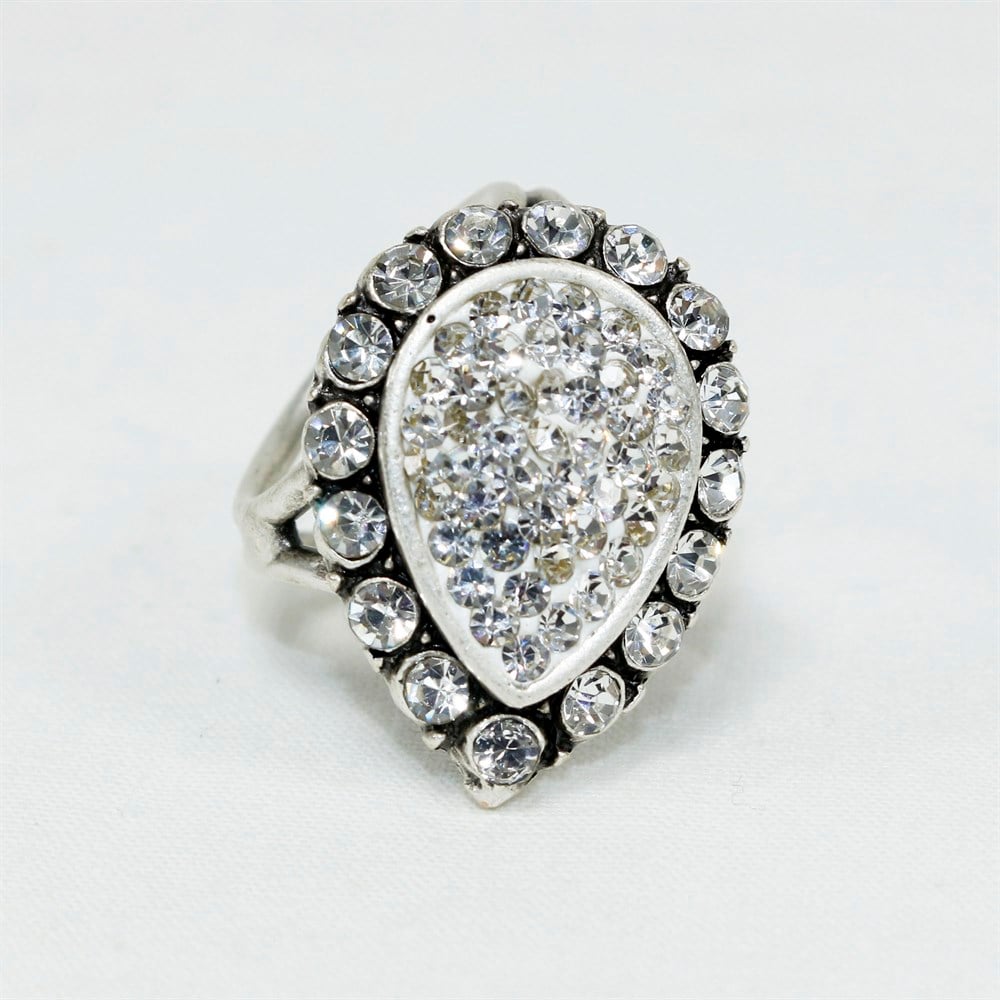 Kristal Taşlı Eşarp, Şal Yüzüğü - Damla Desen