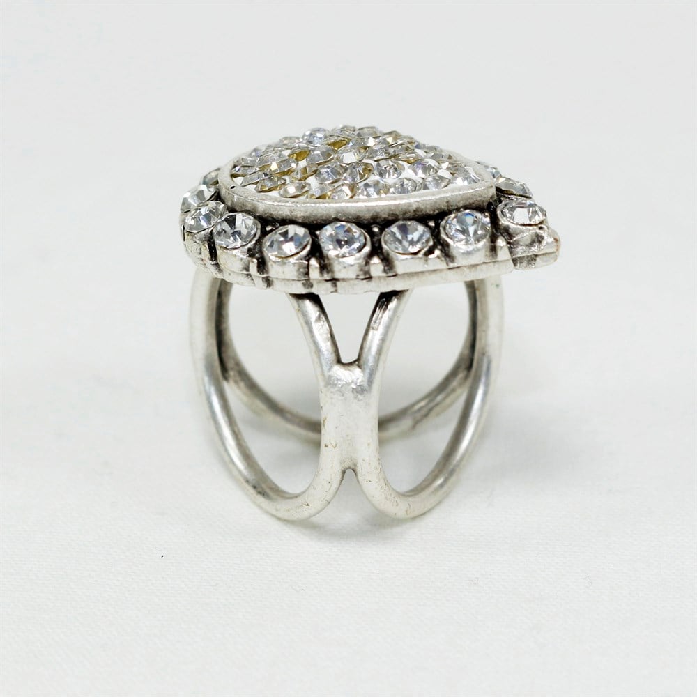 Kristal Taşlı Eşarp, Şal Yüzüğü - Damla Desen