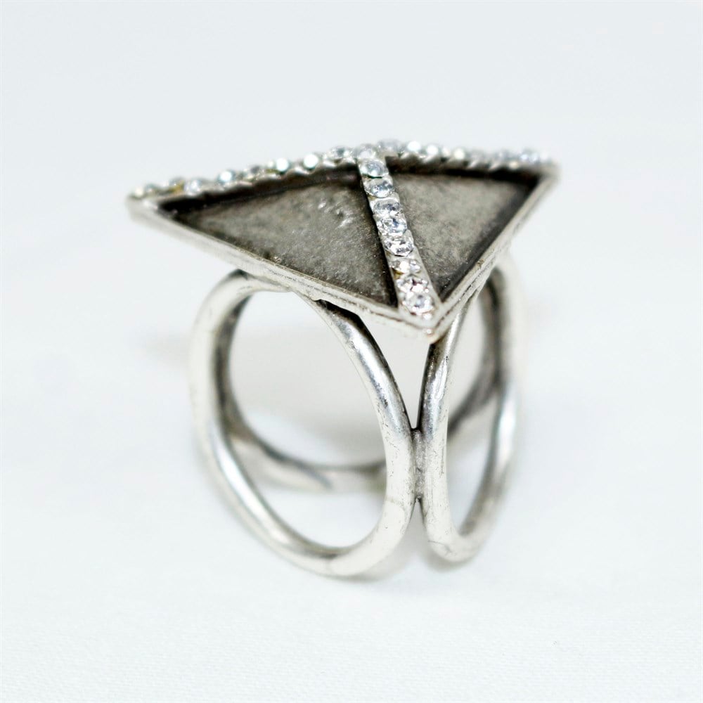 Kristal Taşlı Eşarp, Şal Yüzüğü - Üçgen Model