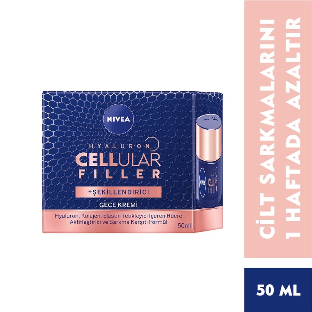 NIVEA Hyaluron Cellular Filler Şekillendirici Yaşlanma Karşıtı Gece Kremi (50 ml)