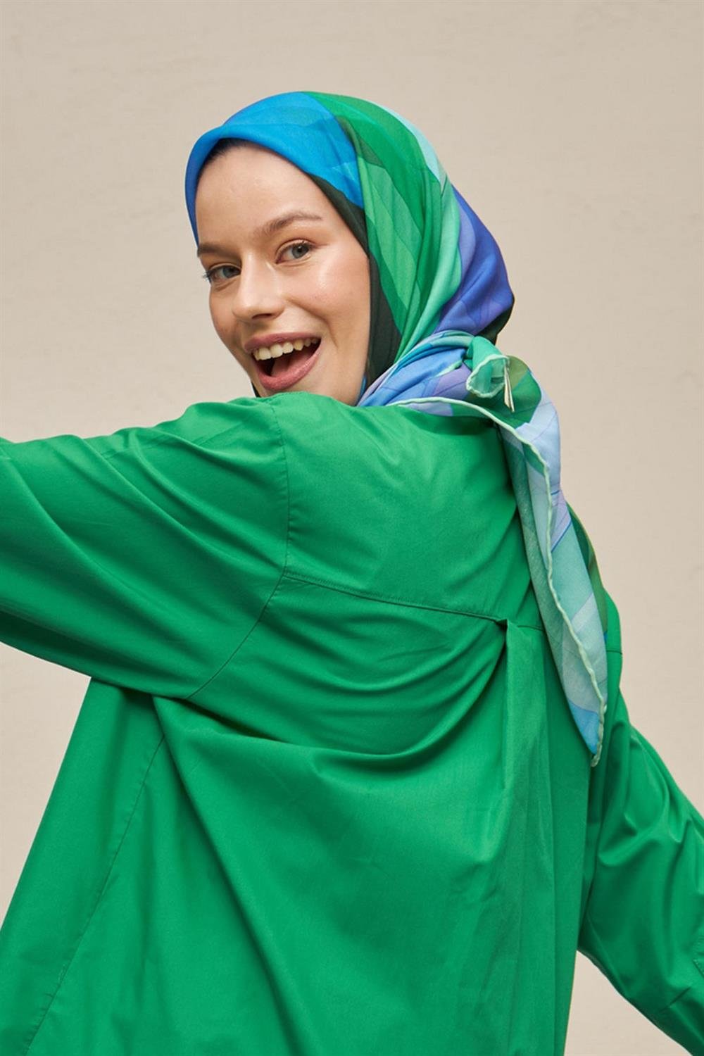 Pamuk Eşarp - İpekhan Geometrik Desen  - SEIHE1084-02