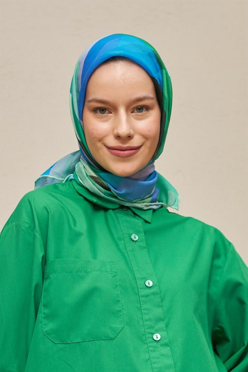 Pamuk Eşarp - İpekhan Geometrik Desen  - SEIHE1084-02