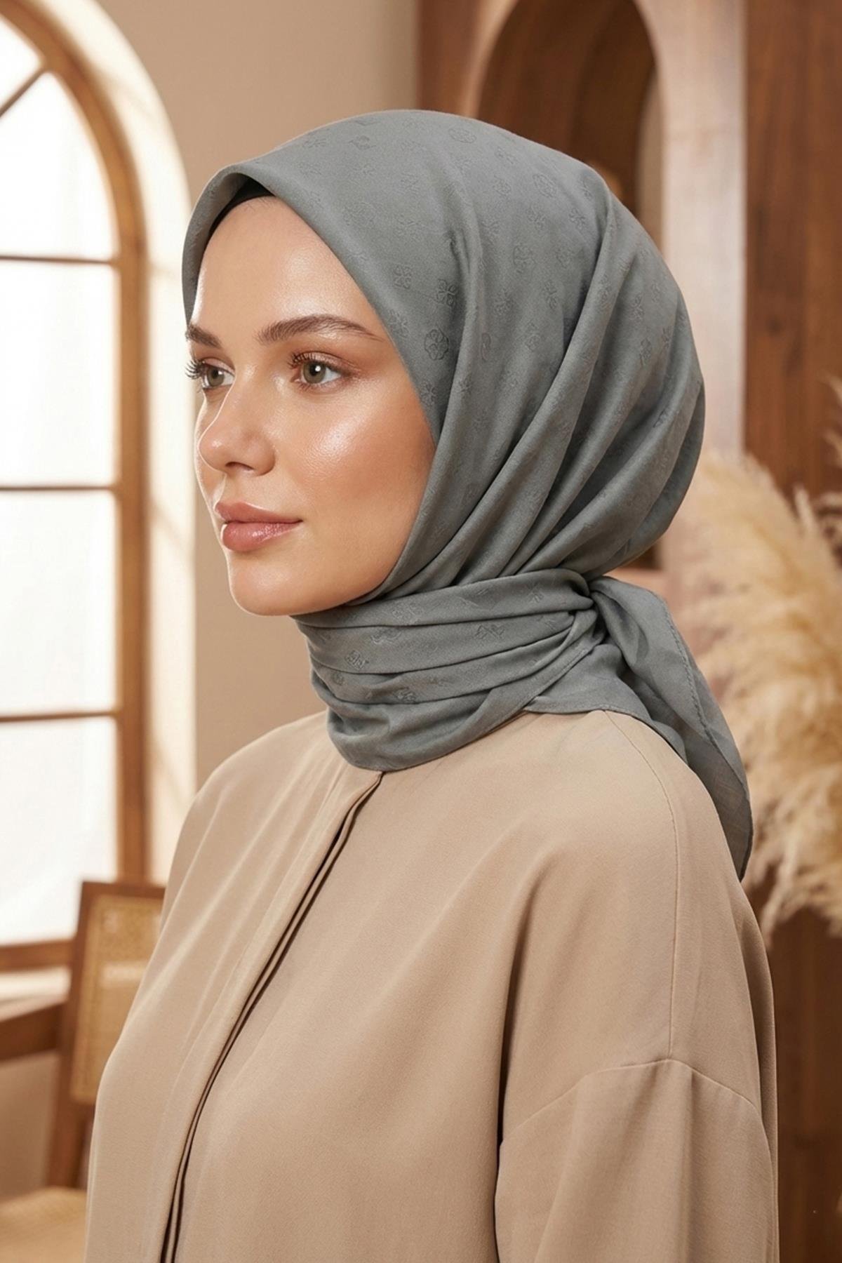 Pierre Cardin Koton Eşarp - Çanta Desen - 1030500-972 - Gri