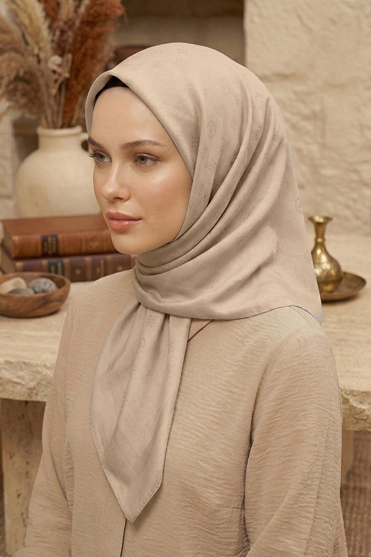 Pierre Cardin Koton Eşarp - Çanta Desen - 1030500-981 - Sütlü Kahve