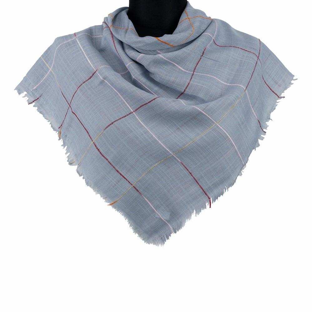 Renkli Çizgili Flamlı Eşarp - 02 Gri