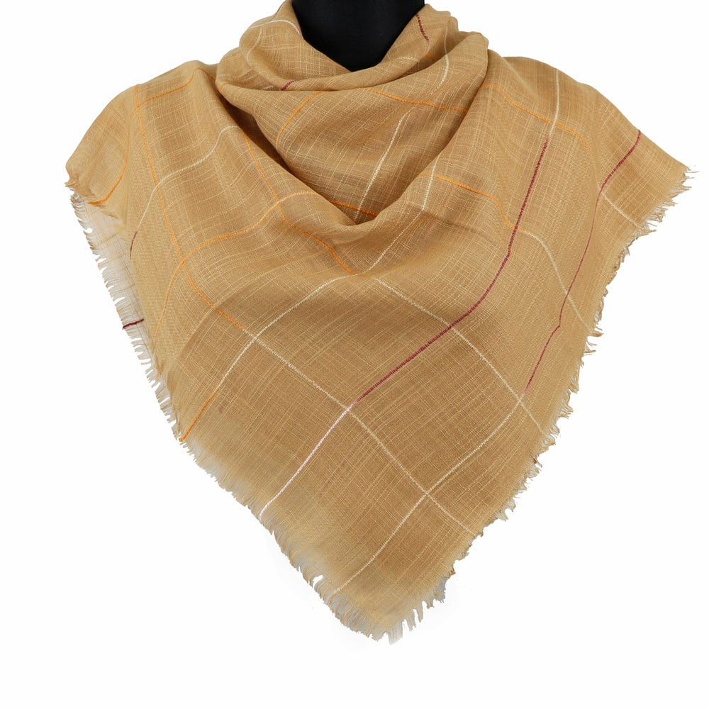 Renkli Çizgili Flamlı Eşarp - 08 Saman Sarısı