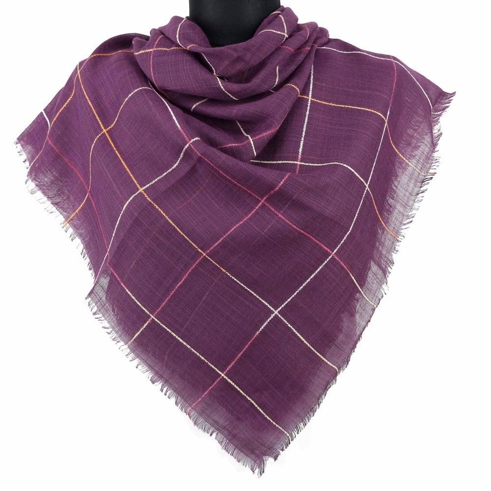 Renkli Çizgili Flamlı Eşarp - 14 Mor