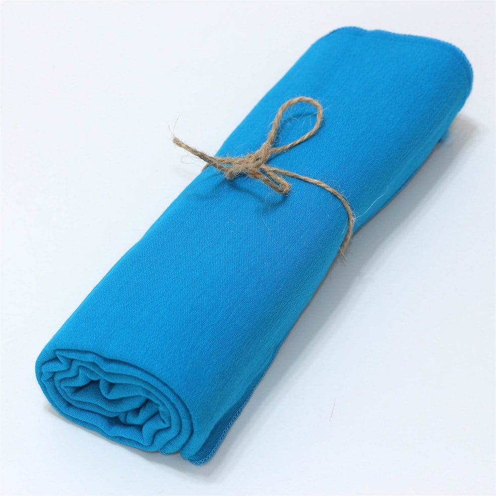 Şile Bezi Bürümcük Pamuklu Şal- Kenarı Dikişli - Turkuaz