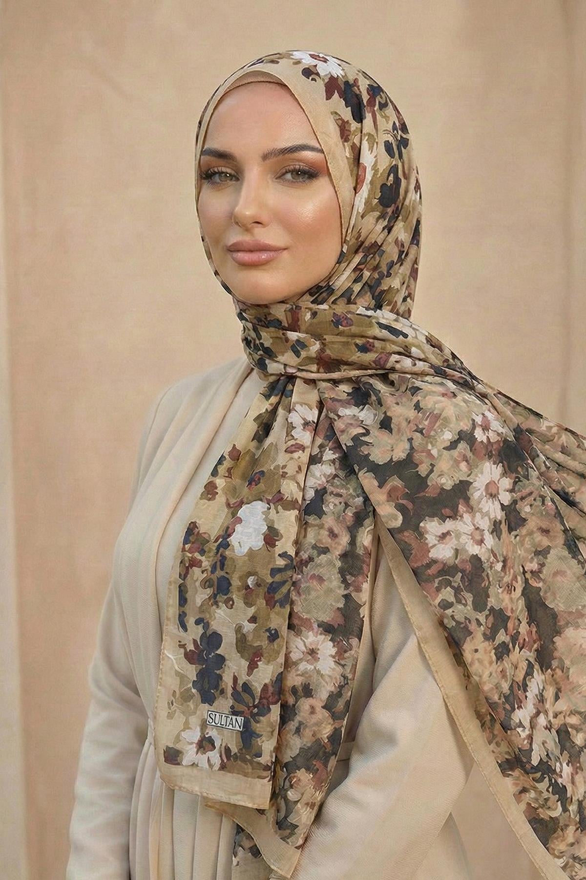 Sultan Desenli Bambu Kraş Şal - Çiçek Modeli - DK06-04