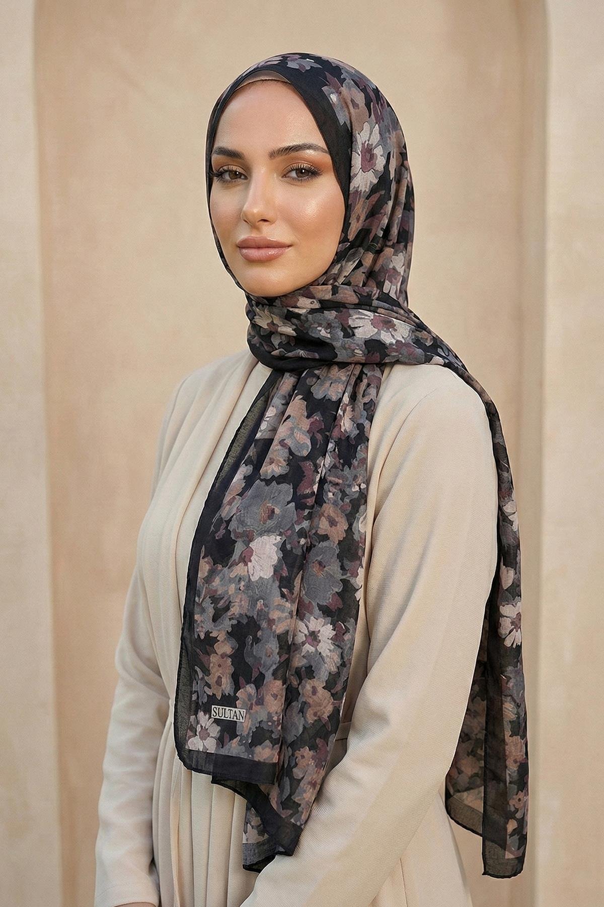 Sultan Desenli Bambu Kraş Şal - Çiçek Modeli - DK06-09