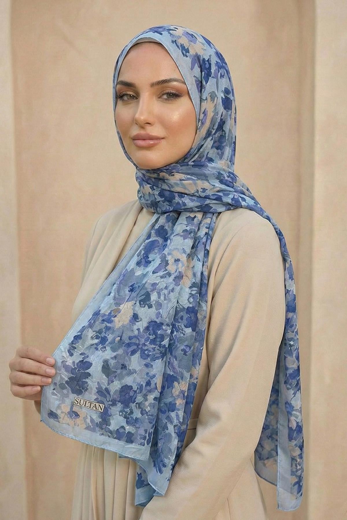 Sultan Desenli Bambu Kraş Şal - Çiçek Modeli - DK06-03