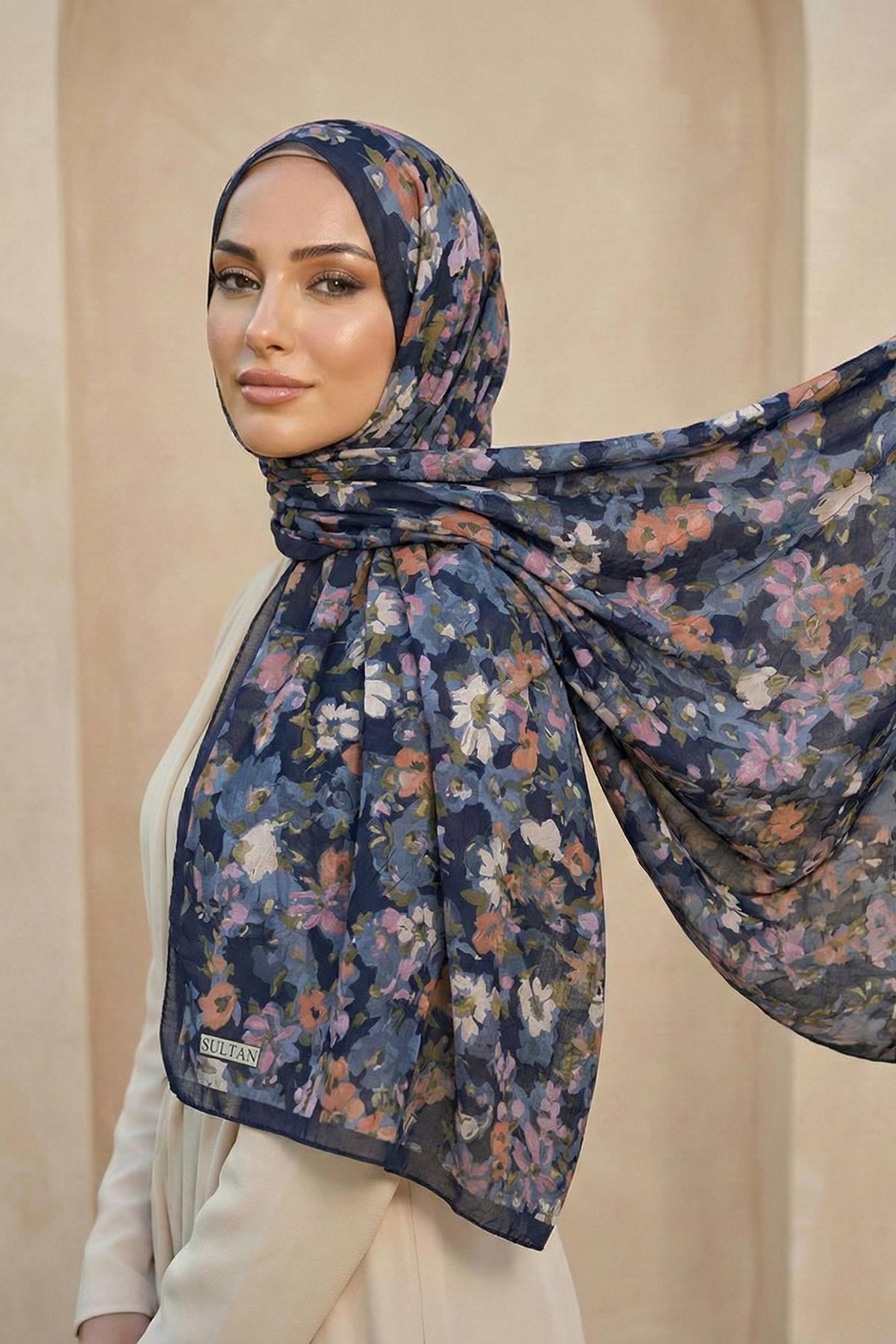 Sultan Desenli Bambu Kraş Şal - Çiçek Modeli - DK06-08