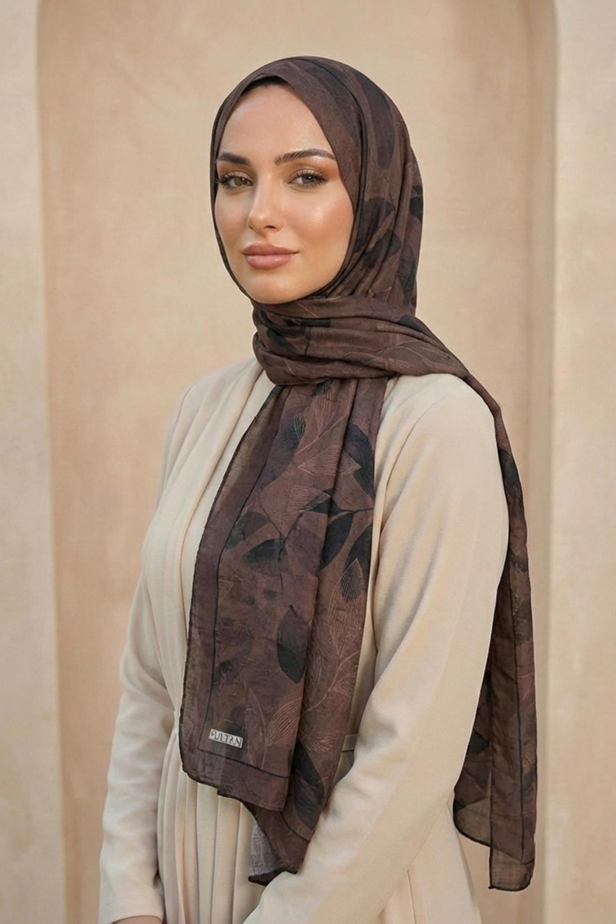 Sultan Desenli Bambu Kraş Şal - Yaprak Modeli - DK07-01