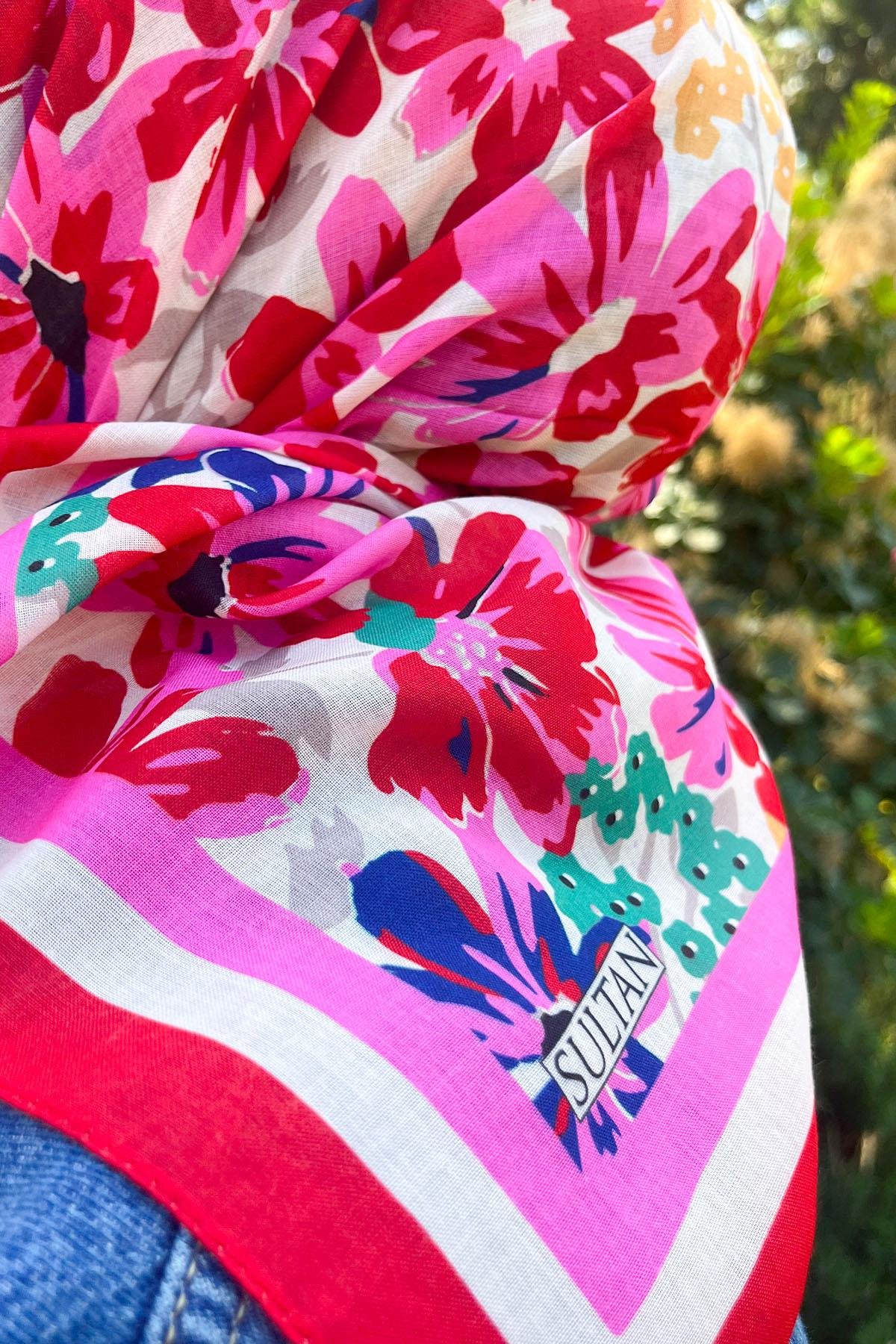 Sultan Fresh Pamuk Eşarp - Dolu Çiçek Deseni - SFE007-07