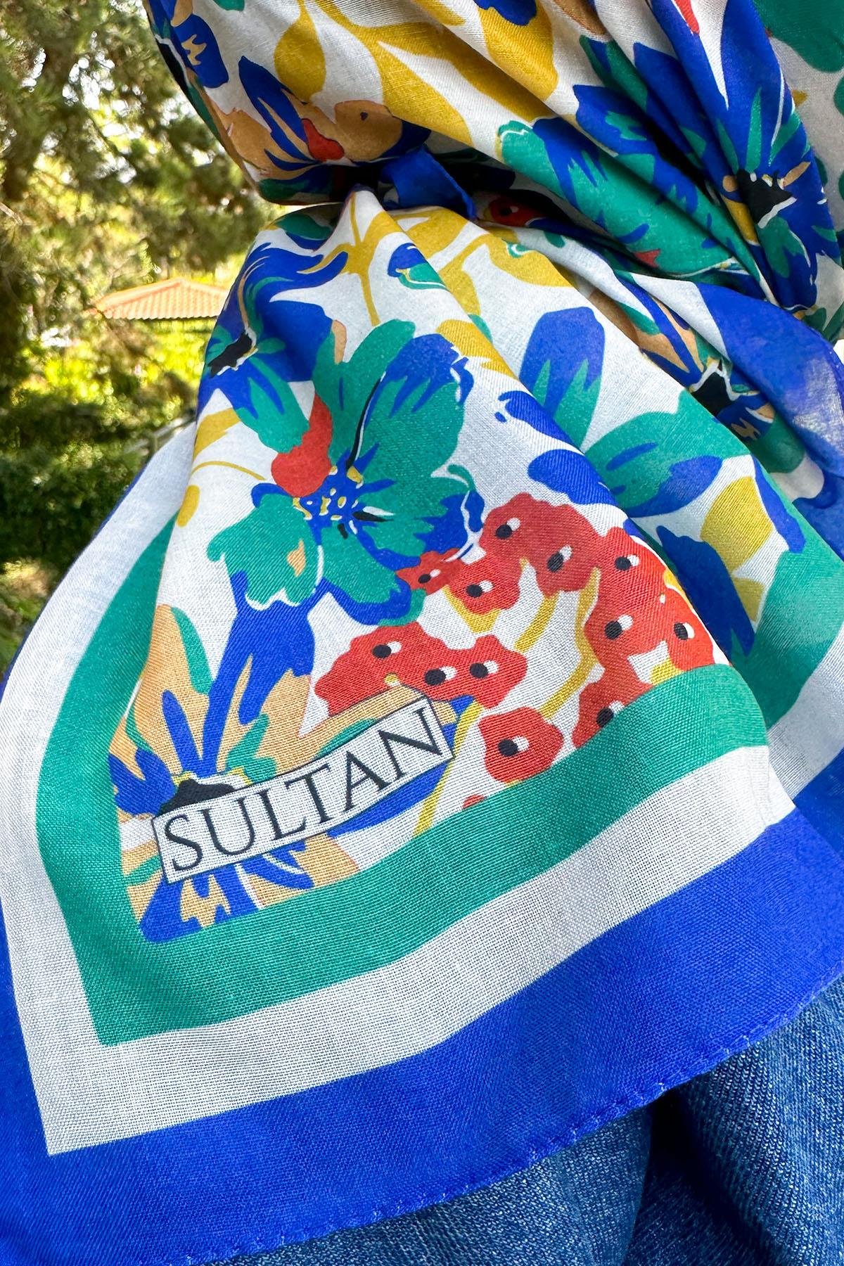 Sultan Fresh Pamuk Eşarp - Dolu Çiçek Deseni - SFE007-08