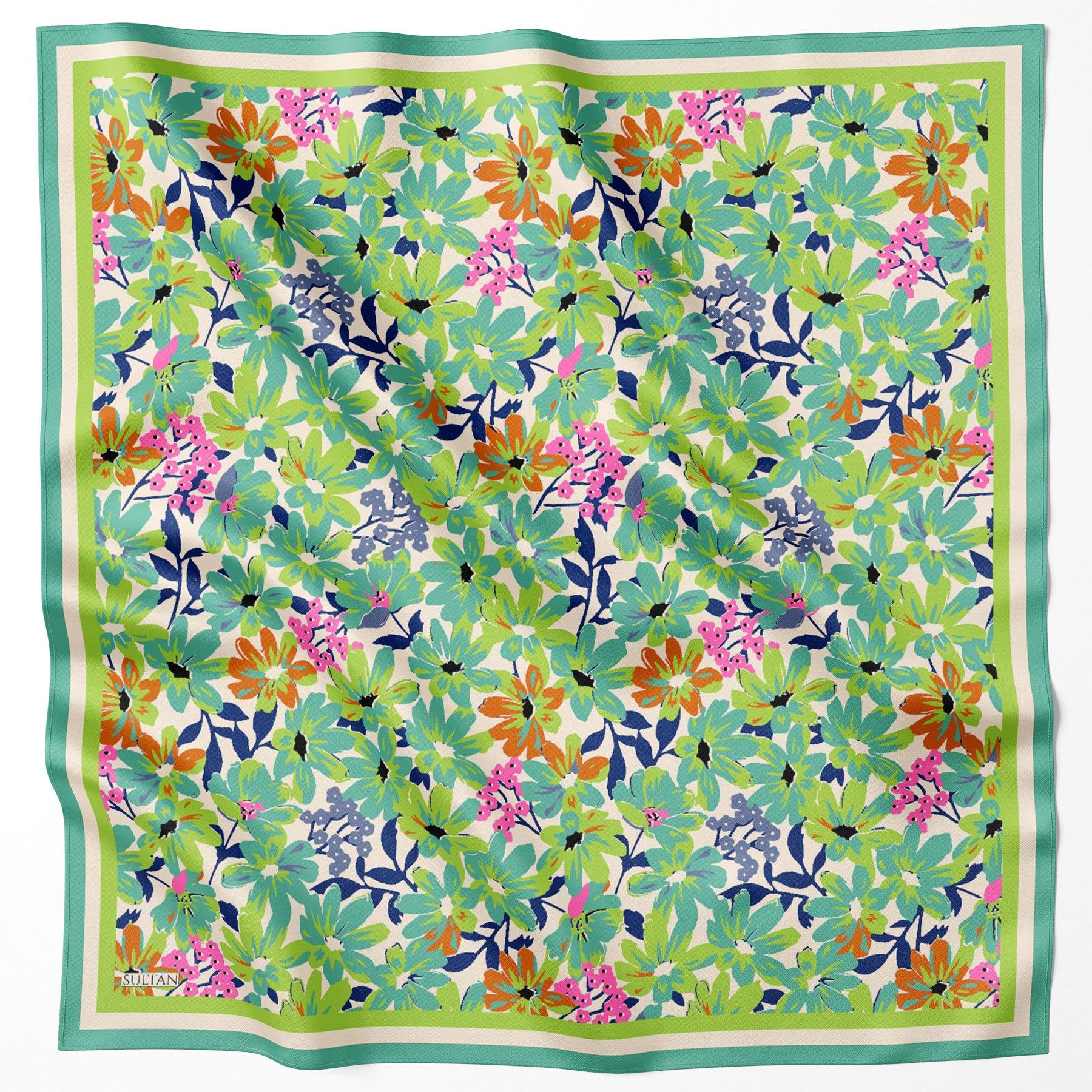 Sultan Fresh Pamuk Eşarp - Dolu Çiçek Deseni - SFE007-13