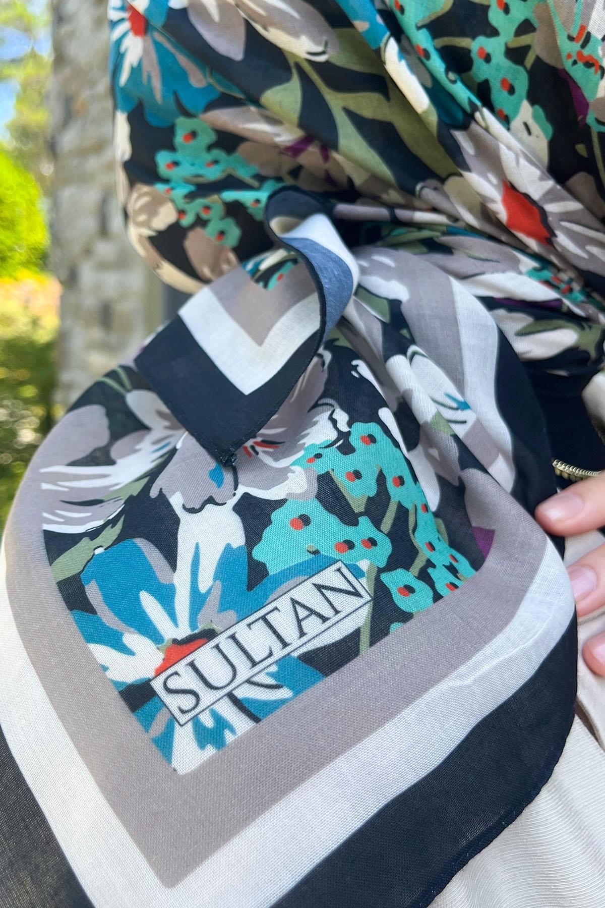 Sultan Fresh Pamuk Eşarp - Dolu Çiçek Deseni - SFE007-04