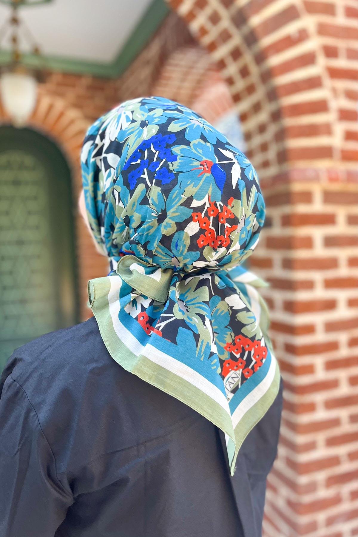 Sultan Fresh Pamuk Eşarp - Dolu Çiçek Deseni - SFE007-03