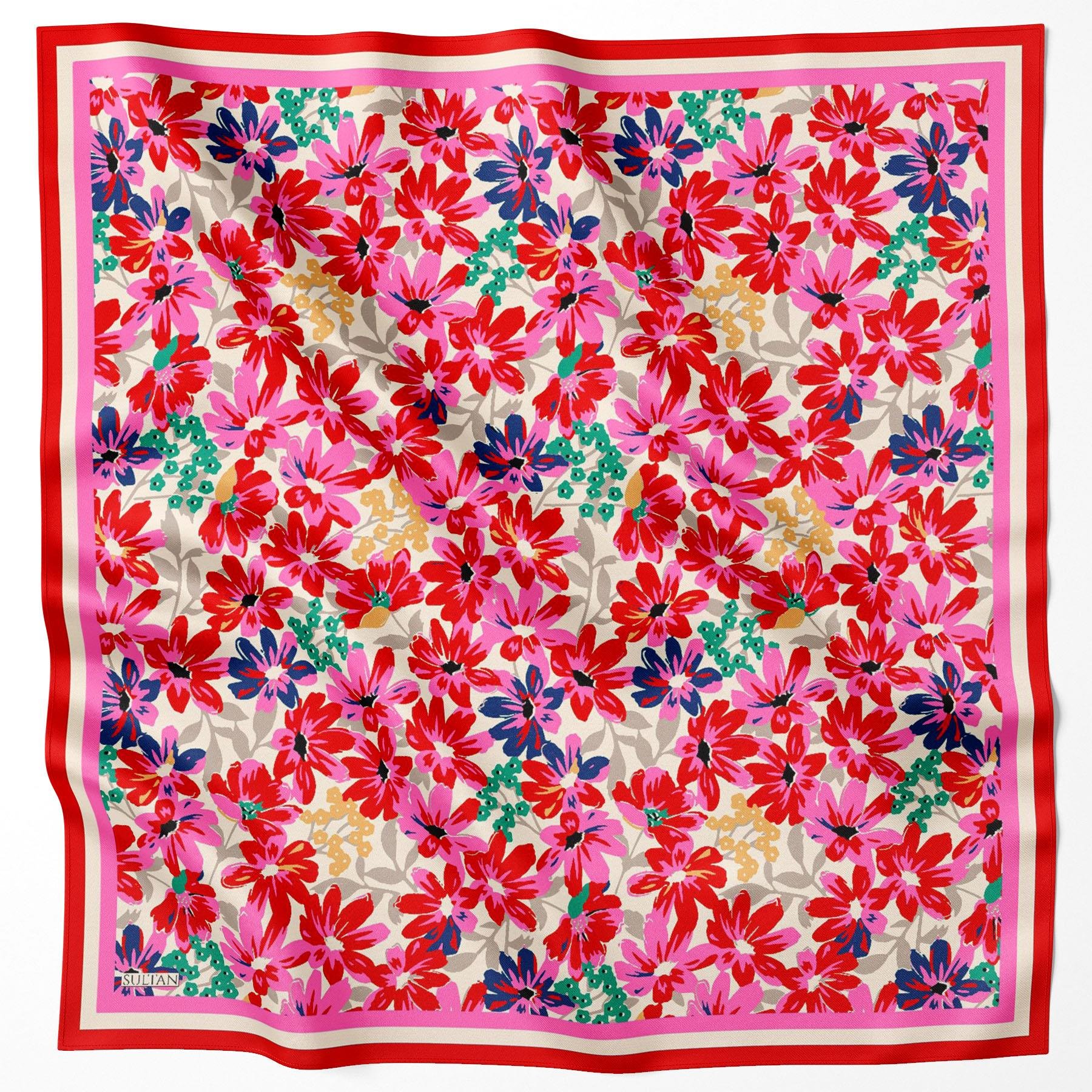 Sultan Fresh Pamuk Eşarp - Dolu Çiçek Deseni - SFE007-07
