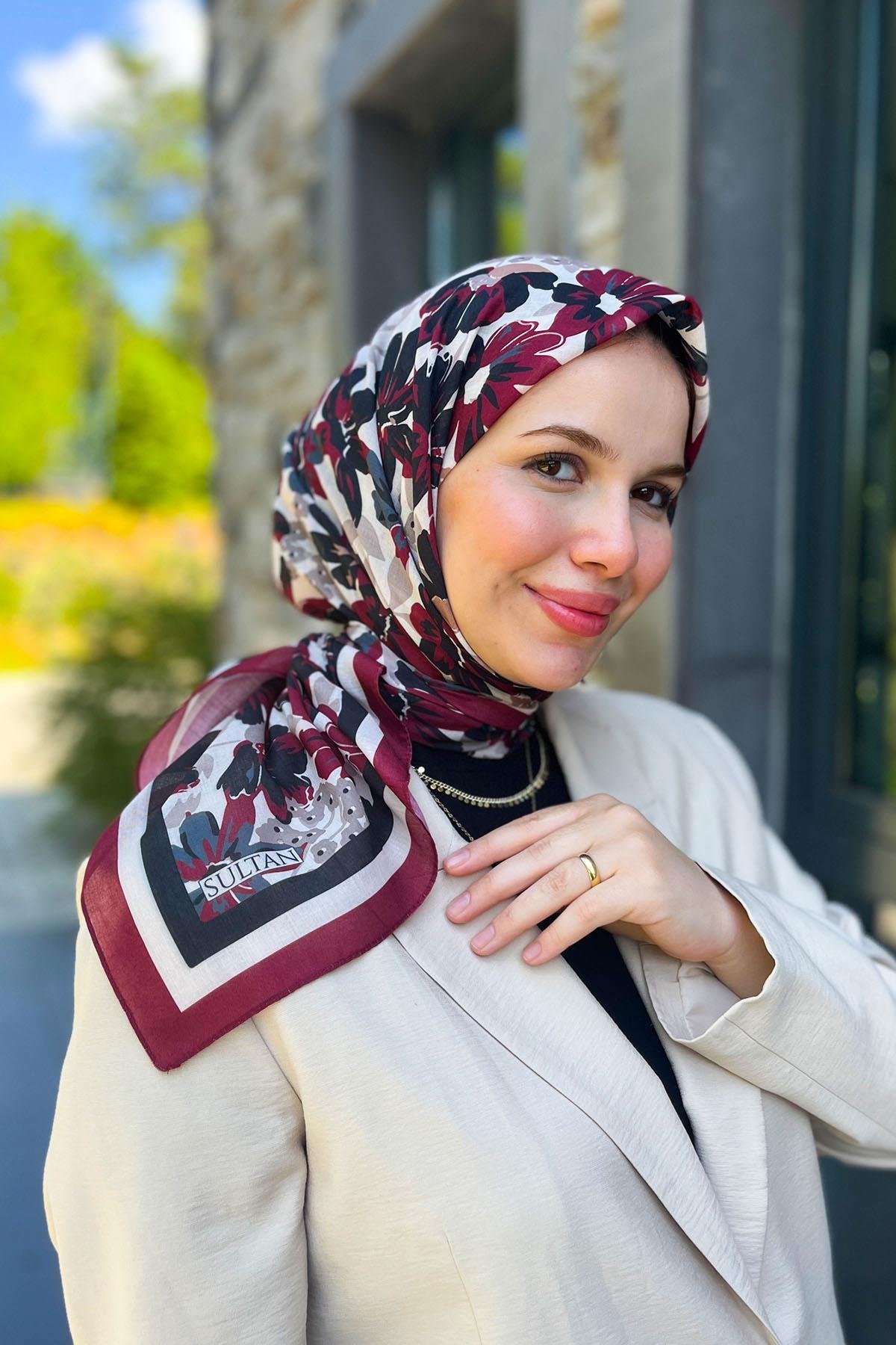 Sultan Fresh Pamuk Eşarp - Dolu Çiçek Deseni - SFE007-01