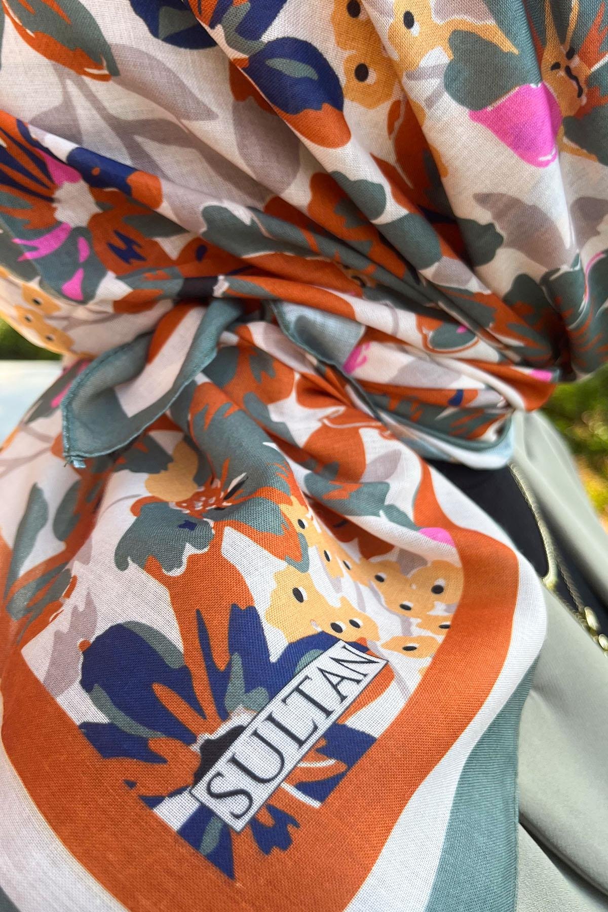 Sultan Fresh Pamuk Eşarp - Dolu Çiçek Deseni - SFE007-10